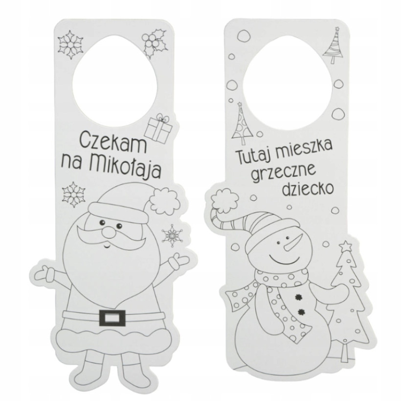 Świąteczne zawieszki na klamkę kolorowanki 2szt