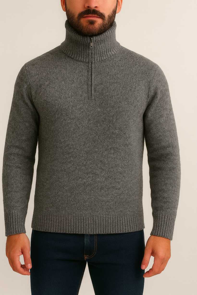 Ocieplany sweter krótki zamek