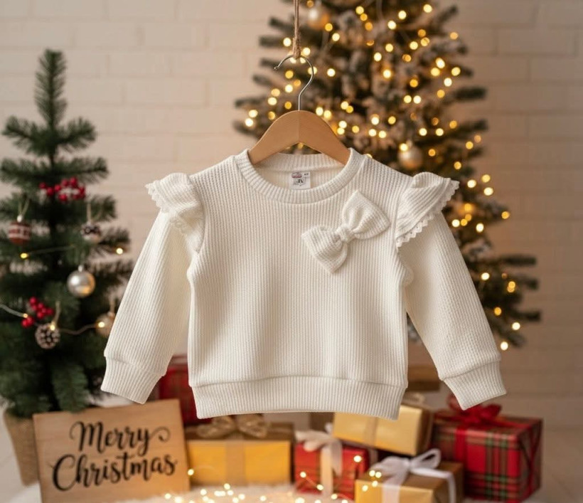 SWETER WAFELKOWY ŚMIETANA DZIEWCZĘCY KAYA