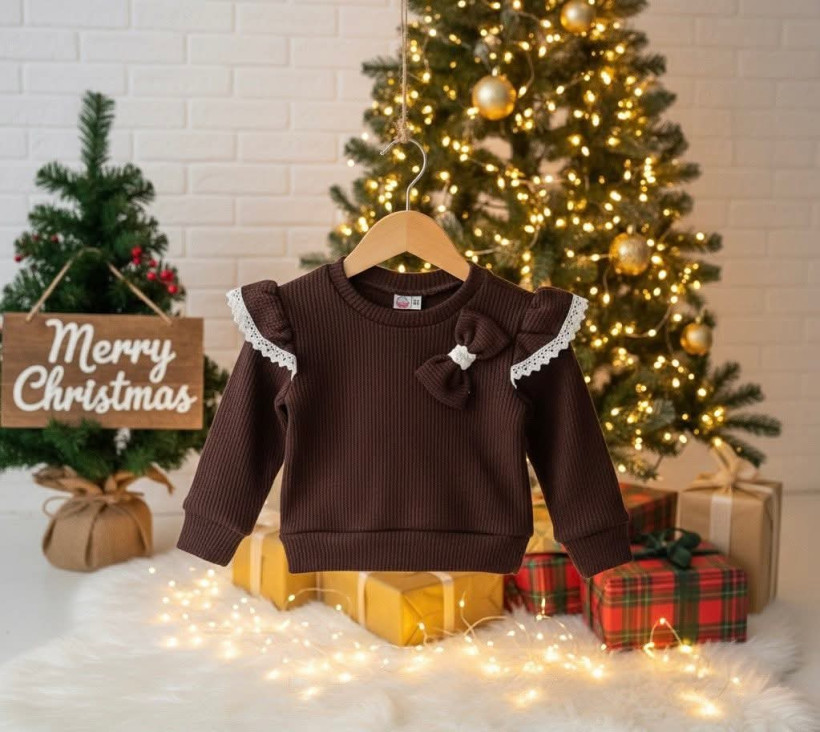 SWETER WAFELKOWY CZEKOLADA DZIEWCZĘCY KAYA