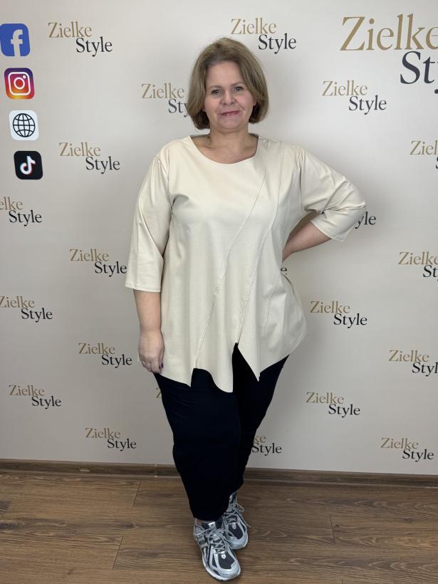 Italia nr 6 - Tunika jednokolorowa ukośne przeszycia - 1810 - beż