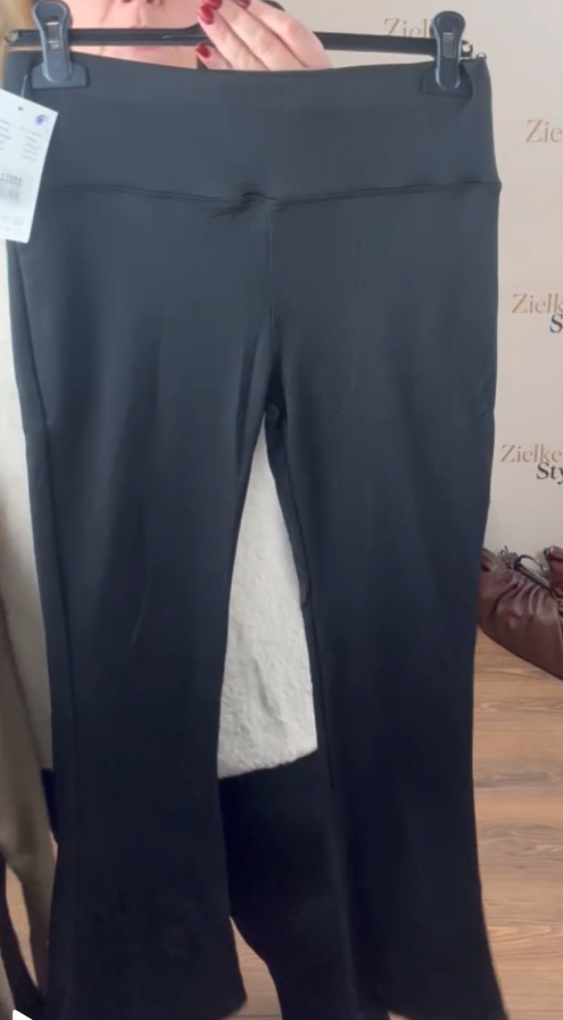 Leginsy prążek dzwony jednokolorowe, szeroki pas - 2xl/3xl - 1709 - czarne