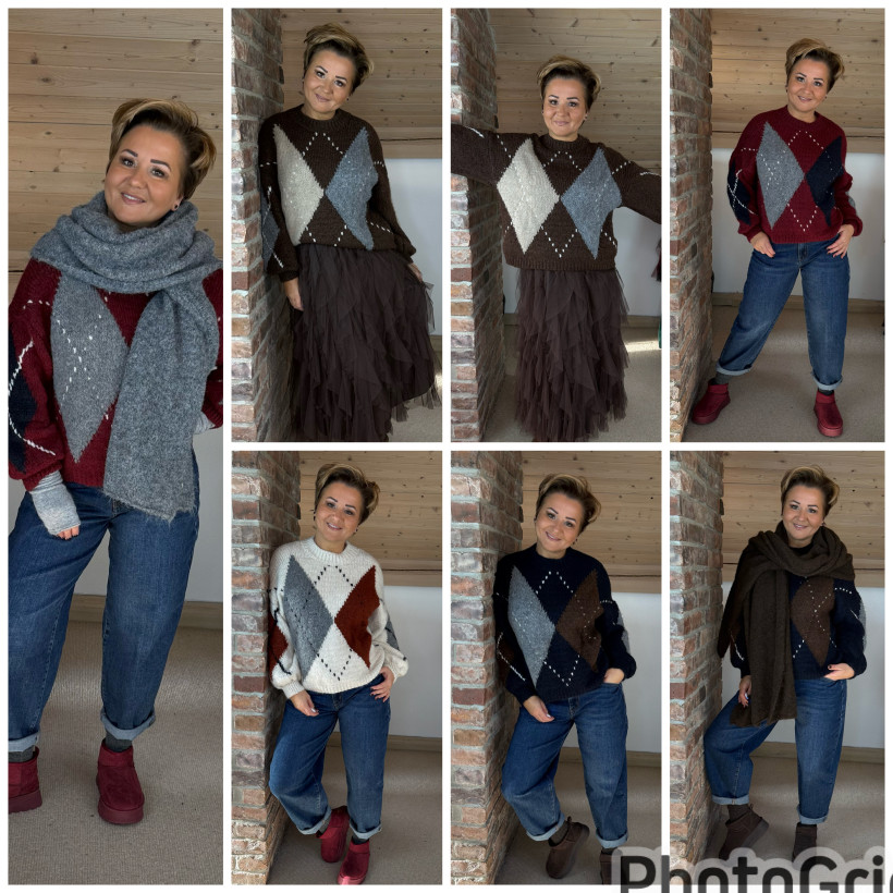 Sweter w romby - wiralowy