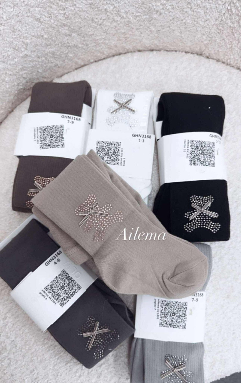 Rajstopy bawełniane dziecięce kk1401 cyrkoniowa kokardka