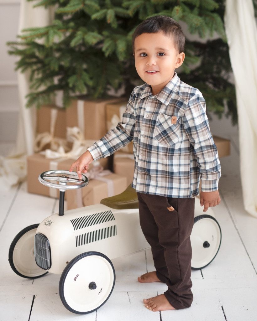 KOMPLET KOSZULA NIEBIESKA KRATA + SPODNIE GAMEX