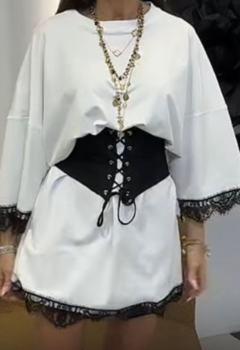 GORSET KORONKA MOTRYCIA SZNUROWANY CZARNY LADY DRAMA