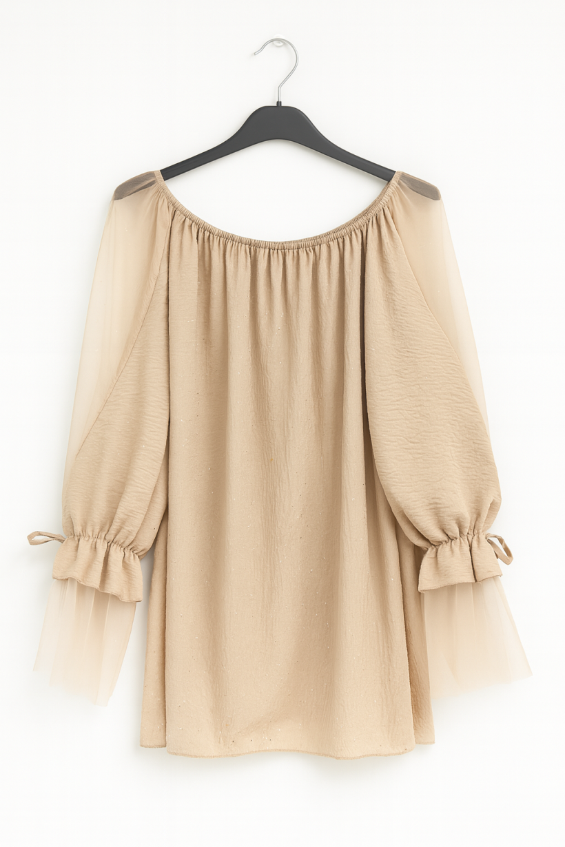 Bluzka tiul beżowa