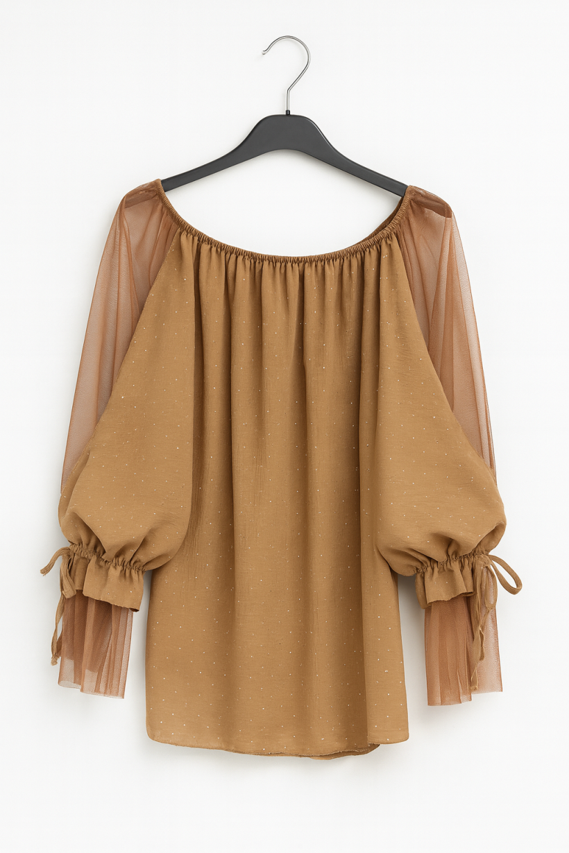 Bluzka tiul karmel