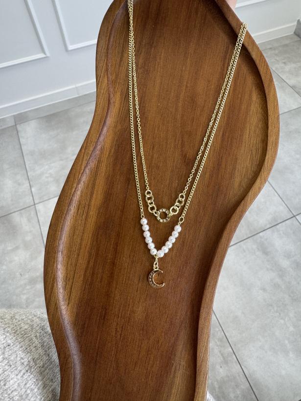 Łańcuszek księżyc i perełki 13706 AH