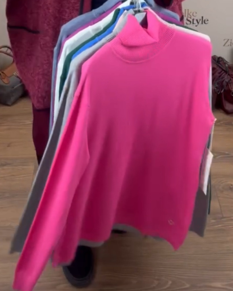 Golf jednokolorowy - les - (s/m, l/xl) - 8133 - róż