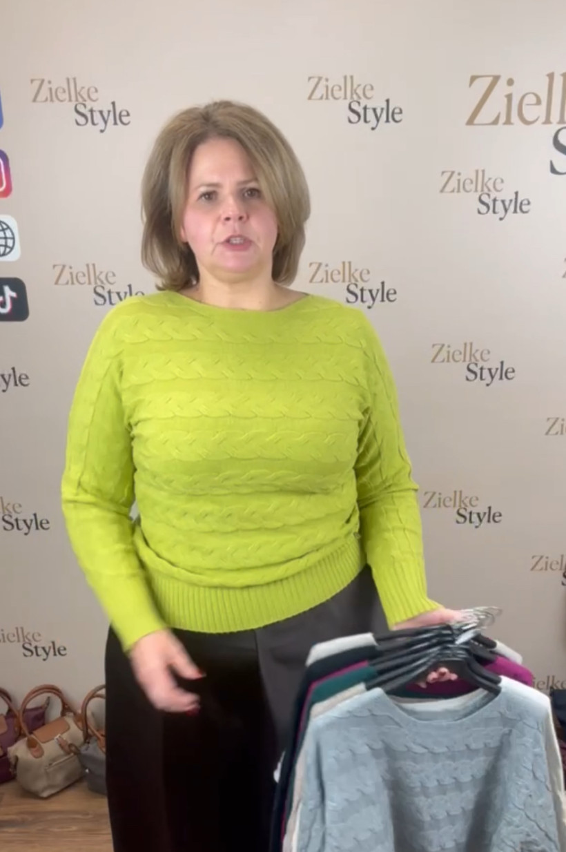 Sweterek jednokolorowy, warkocze - fan - (m/l, l/xl) - 8256 - limonka