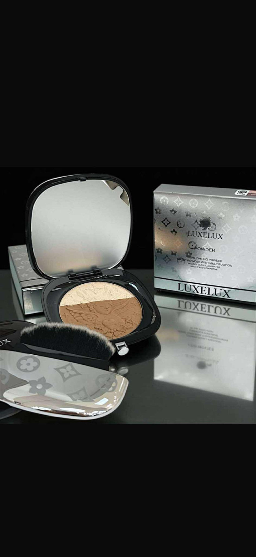 Zestaw do konturowania i rozświetlania twarzy Luxelux z lusterkiem i pędzelkiem LU46