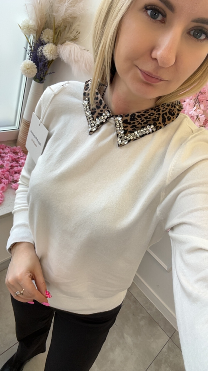 Sweter kołnierz pantera brylant 14019
