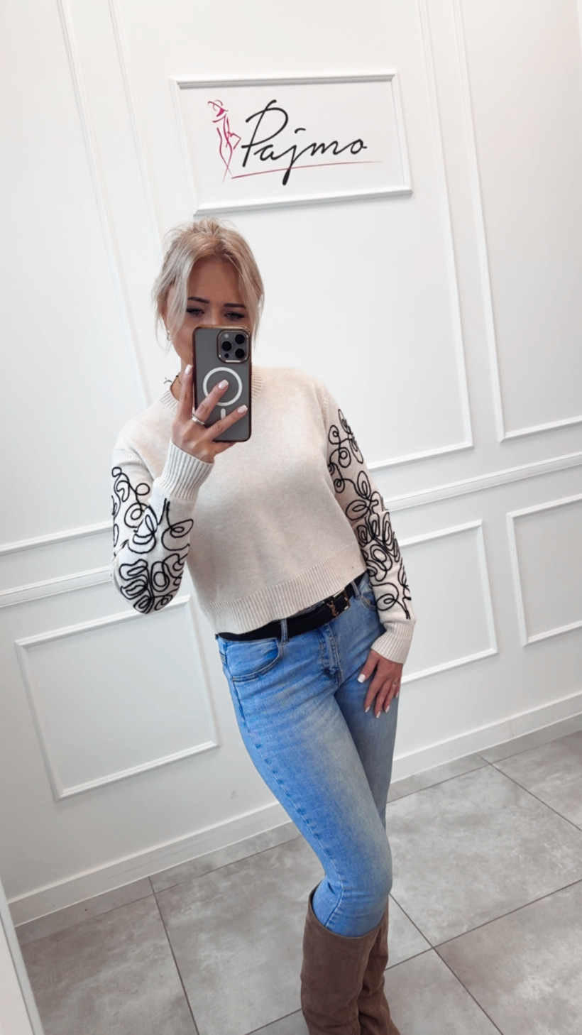 Sweter zdobione rękawy 14012