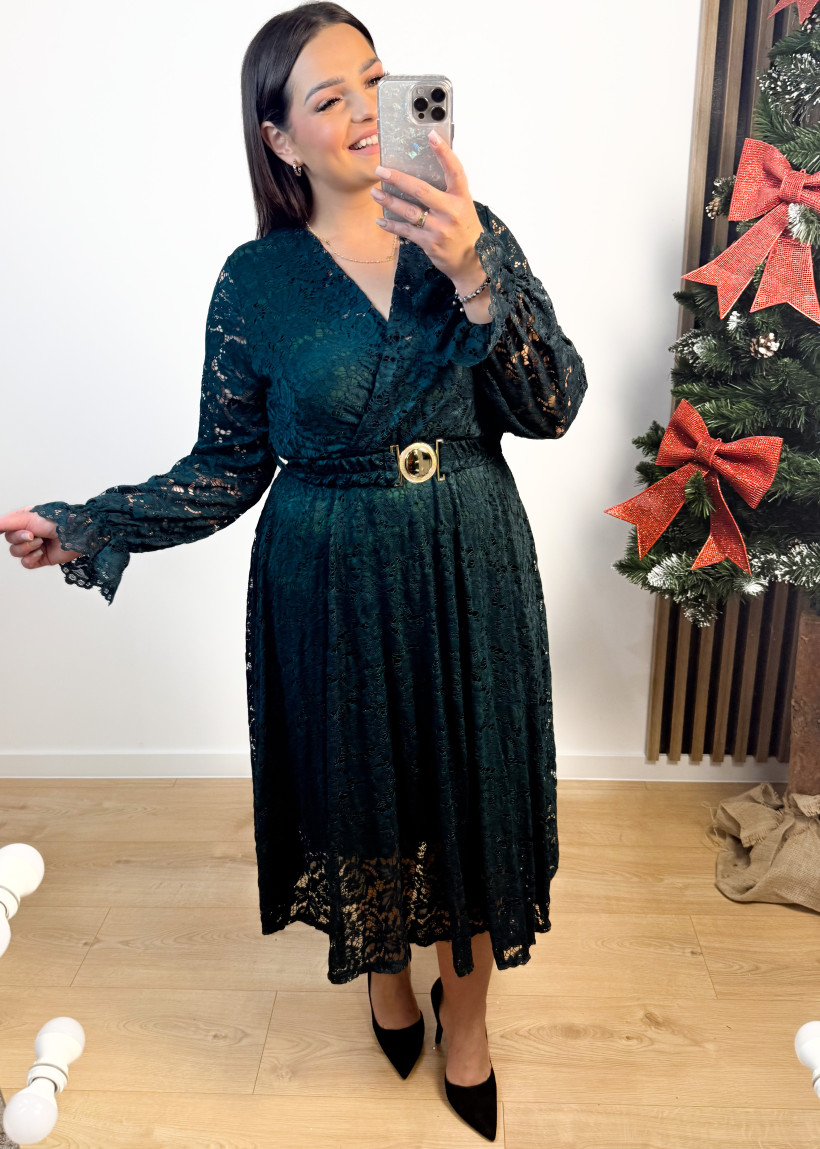 Sukienka koronkowa WENY butelkowa zieleń