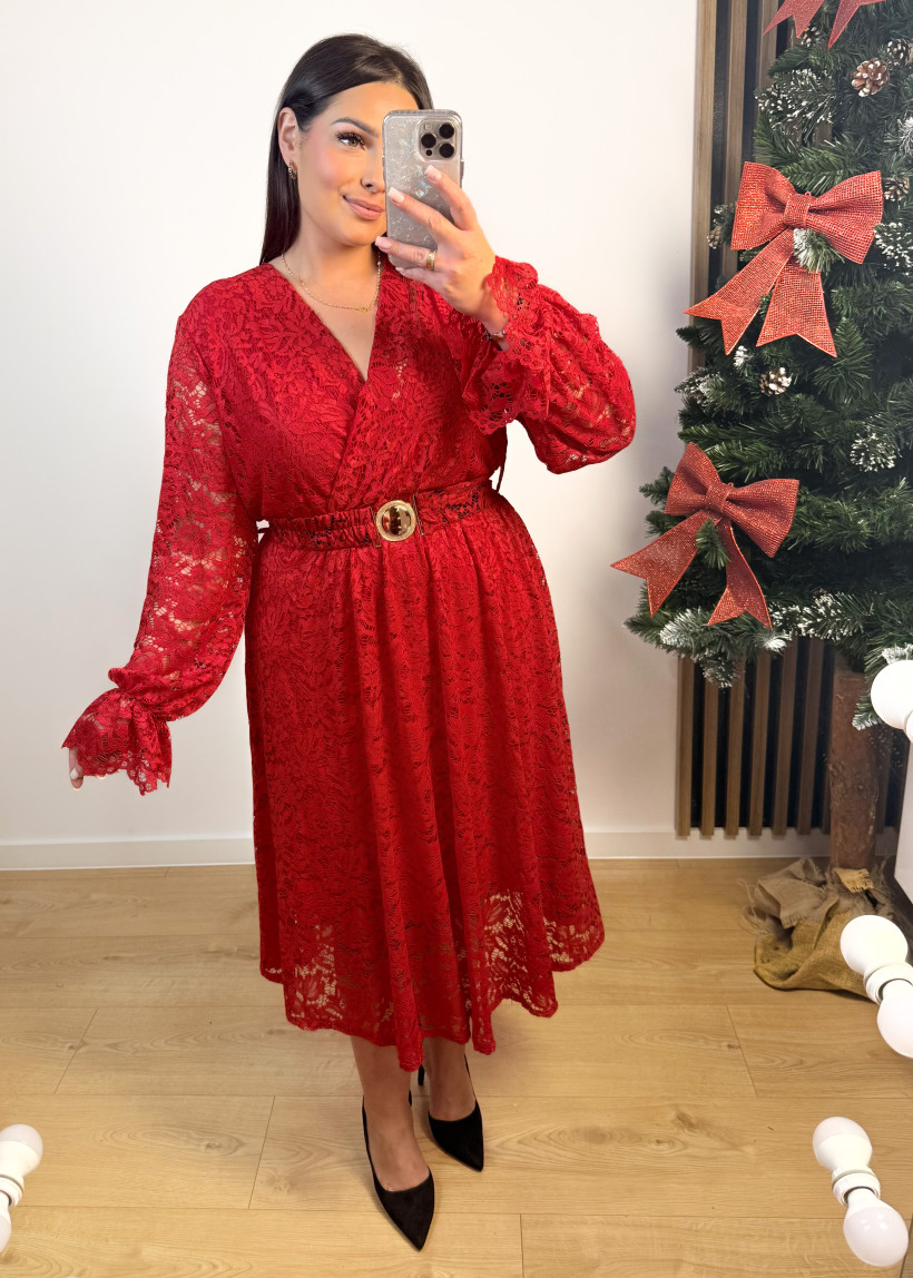 Sukienka koronkowa WENY czerwona