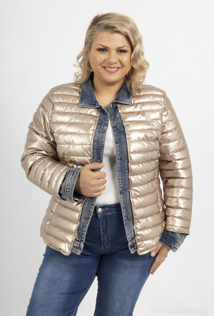 1 ARTICLE ACHETE, LE 2E A -50% Doudoune bimatiere - version gold