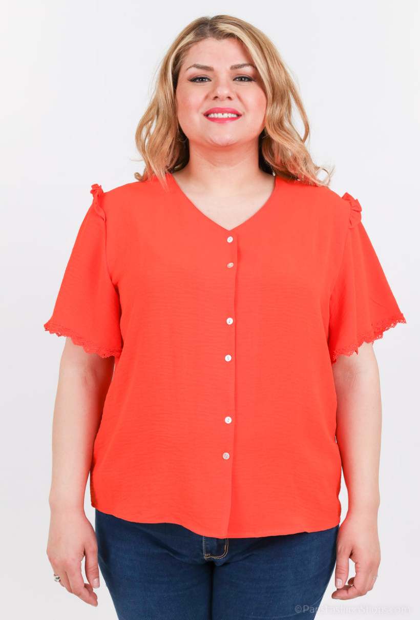 PROMO Blouse orange dentelle 