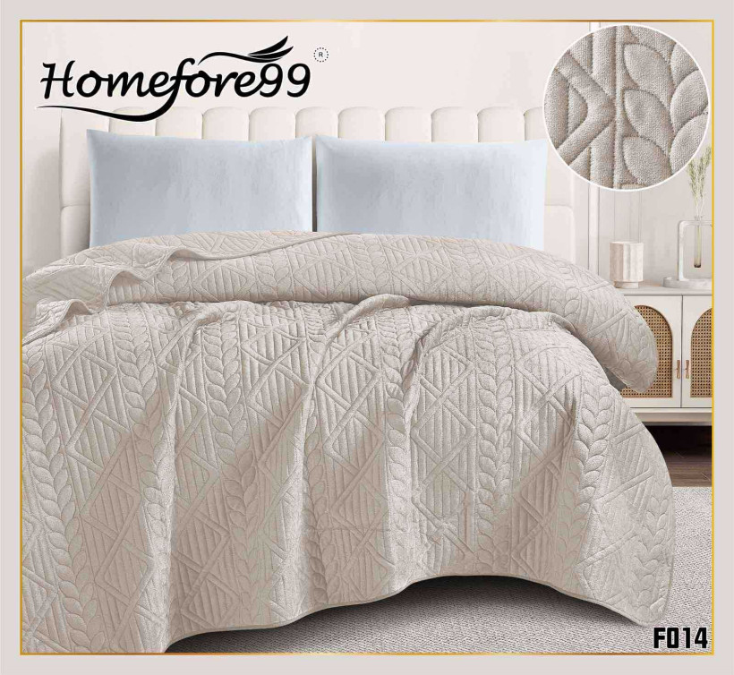 Narzuta na łóżko wytłaczana F014 beż
