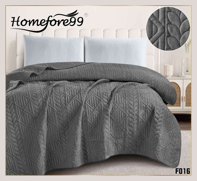 Narzuta na łóżko wytłaczana F016 grafit