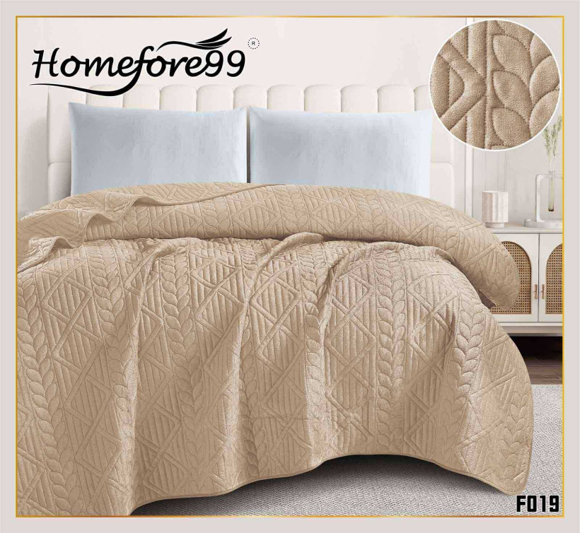 Narzuta na łóżko wytłaczana F019 karmel 