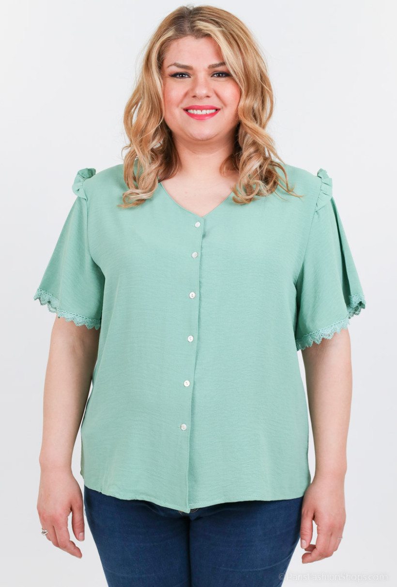 PROMO Blouse celadon dentelle
