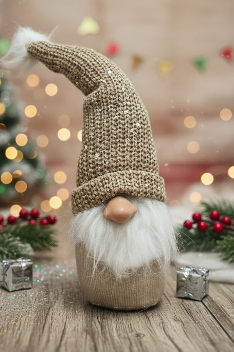 Skrzat Wiesiek z materiału 35 cm, beżowo-biały