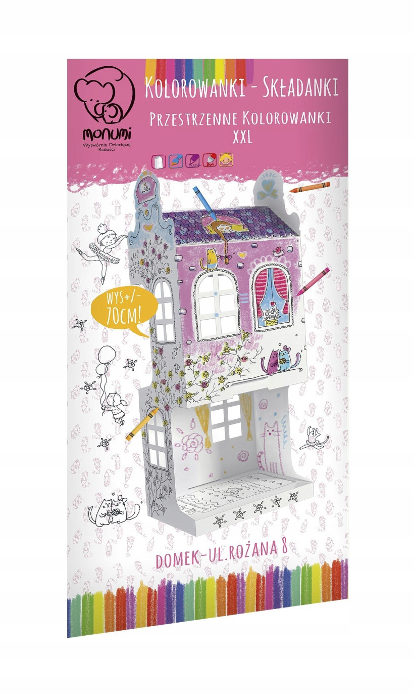 Kolorowanka składana 3D 32cm Monumi Domek Różana 8