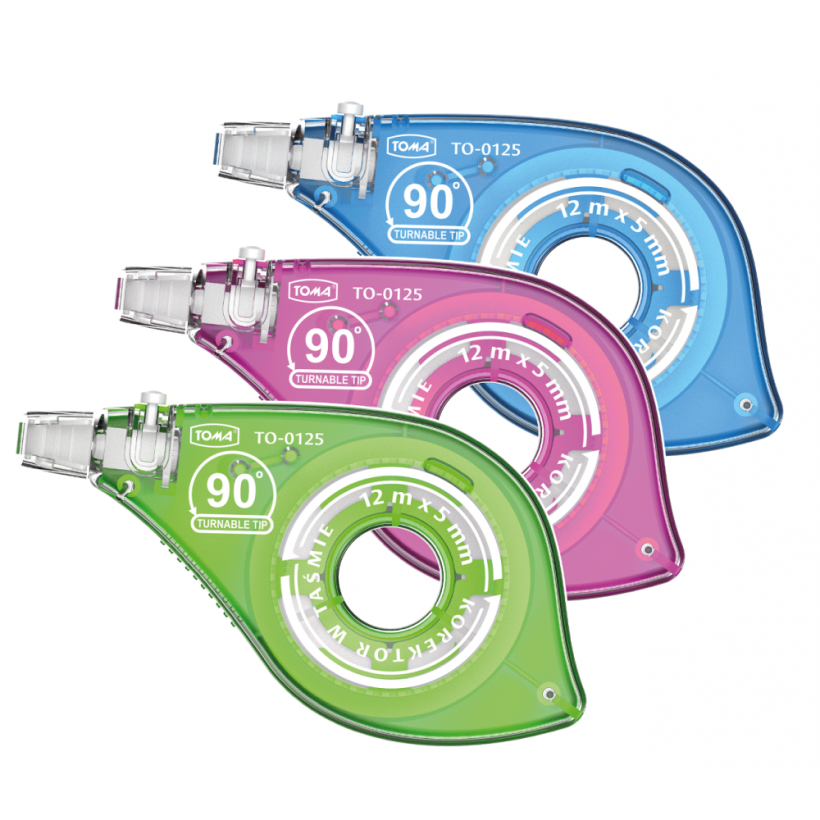 Korektor w taśmie z przekręcaną końcówką boczna i pionowa/toma