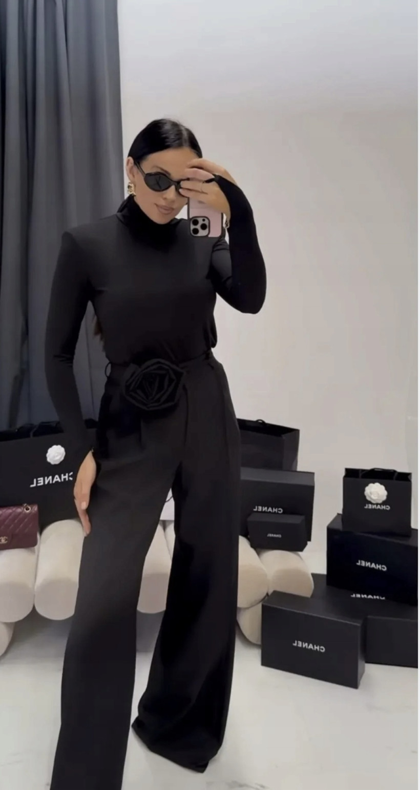 LA MILLA SPODNIE CZARNE RÓŻA