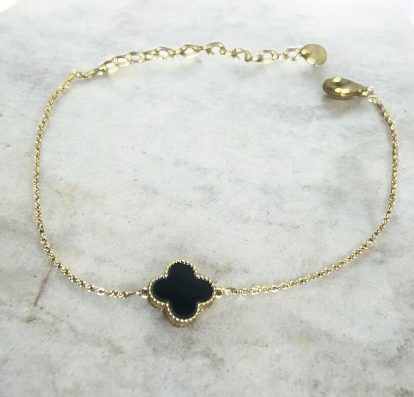 BRANSOLETKA KWIAT CZARNY