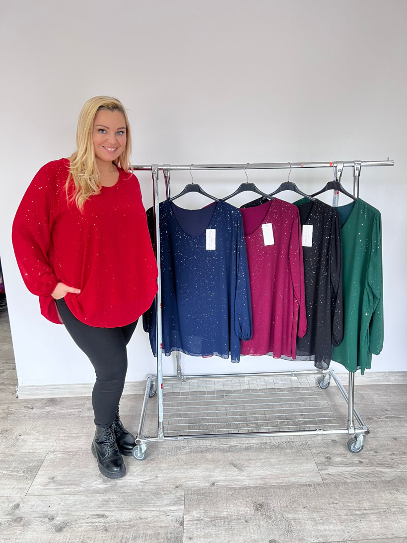 Szyfonowa Bluzka z Błyskiem Plus size