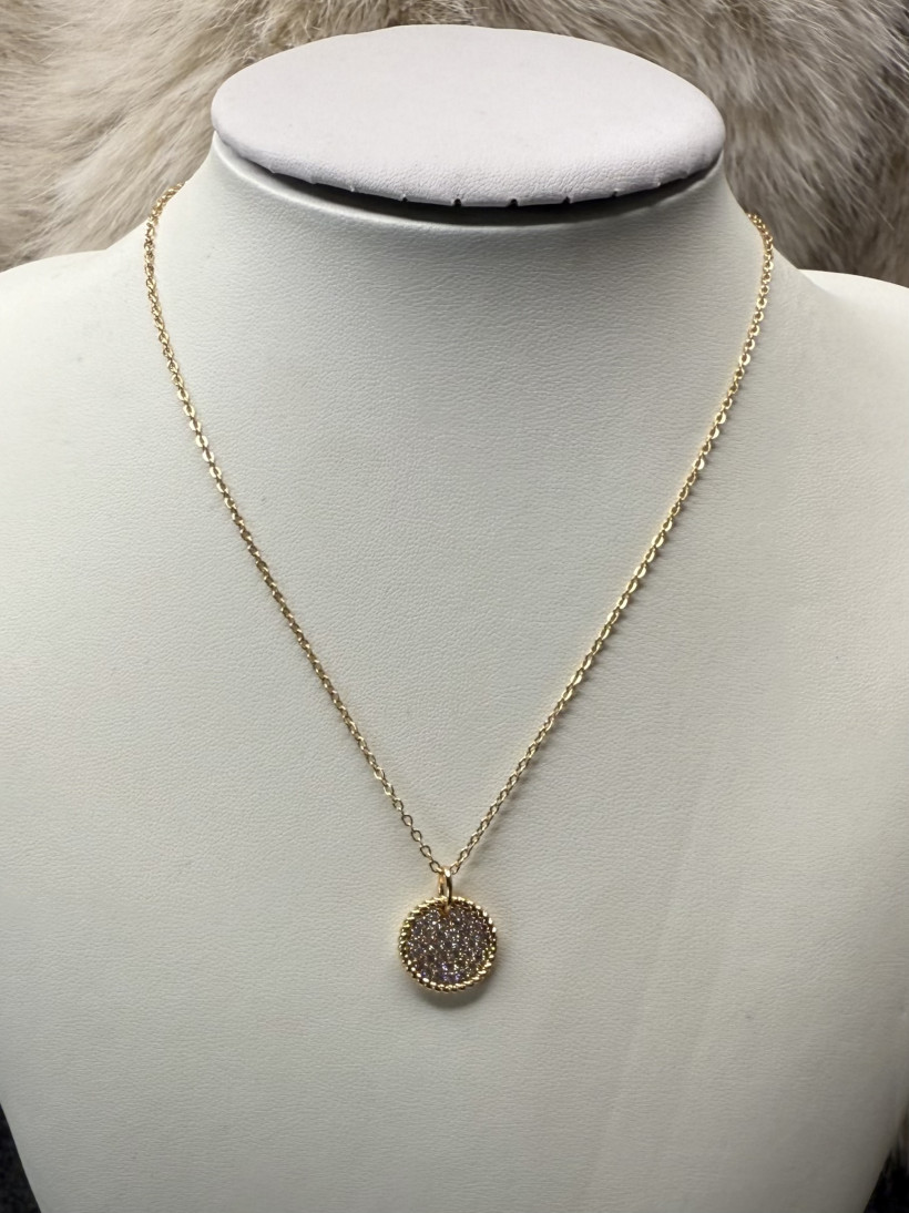 Naszyjnik elegancki z diamencikami koło stal nierdzewna