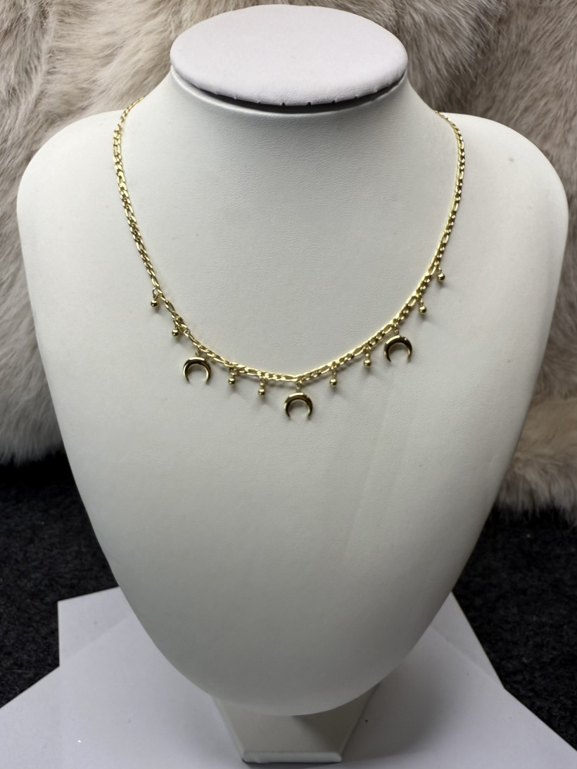 Naszyjnik łańcuszek księżyc kuleczki stal nierdzewna 