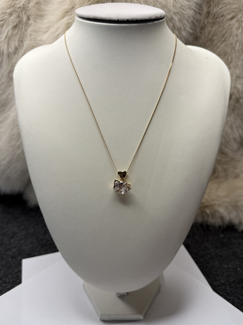 Naszyjnik kotek diamencik z kokardką stal nierdzewna 