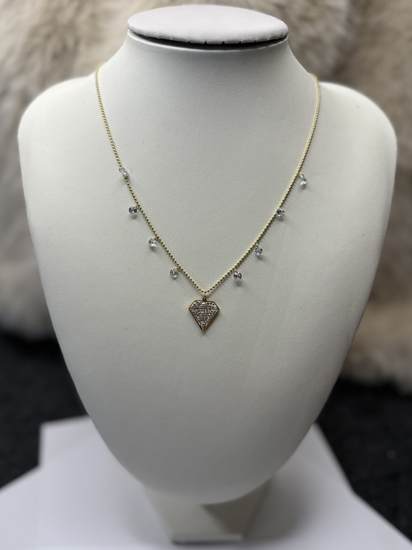 Naszyjnik diament diamenciki stal nierdzewna 