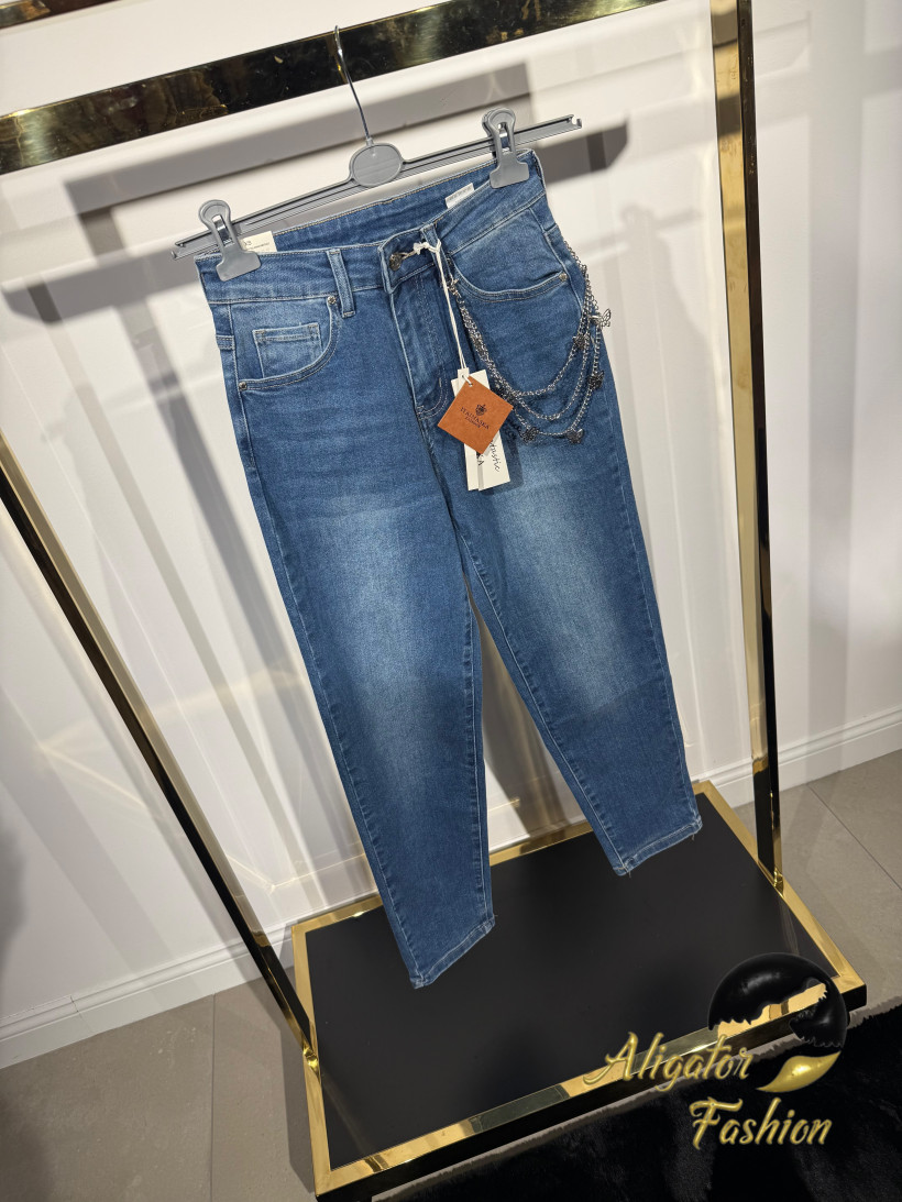 Spodnie Jeans Itaimaska Mom fit niebieskie XS