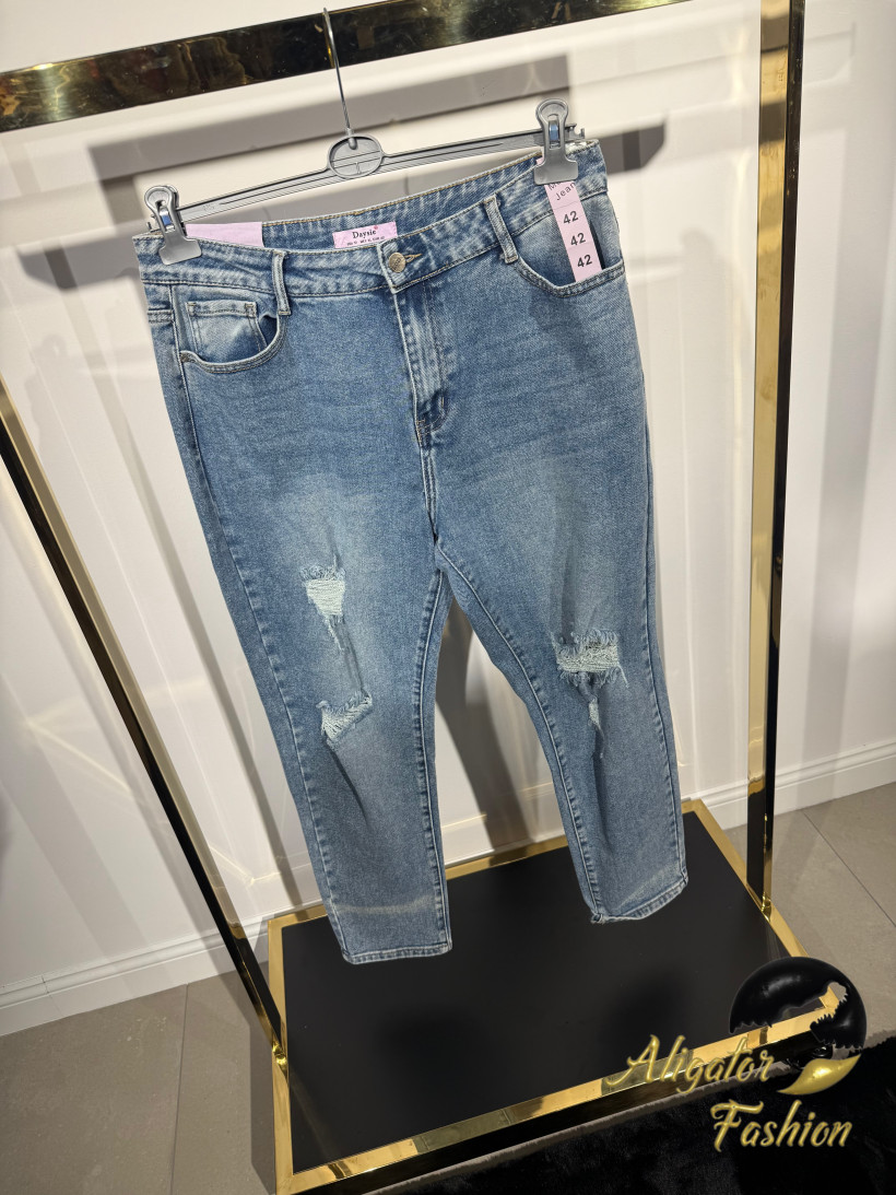 Spodnie jeans Daysie szarpane półrurka XL