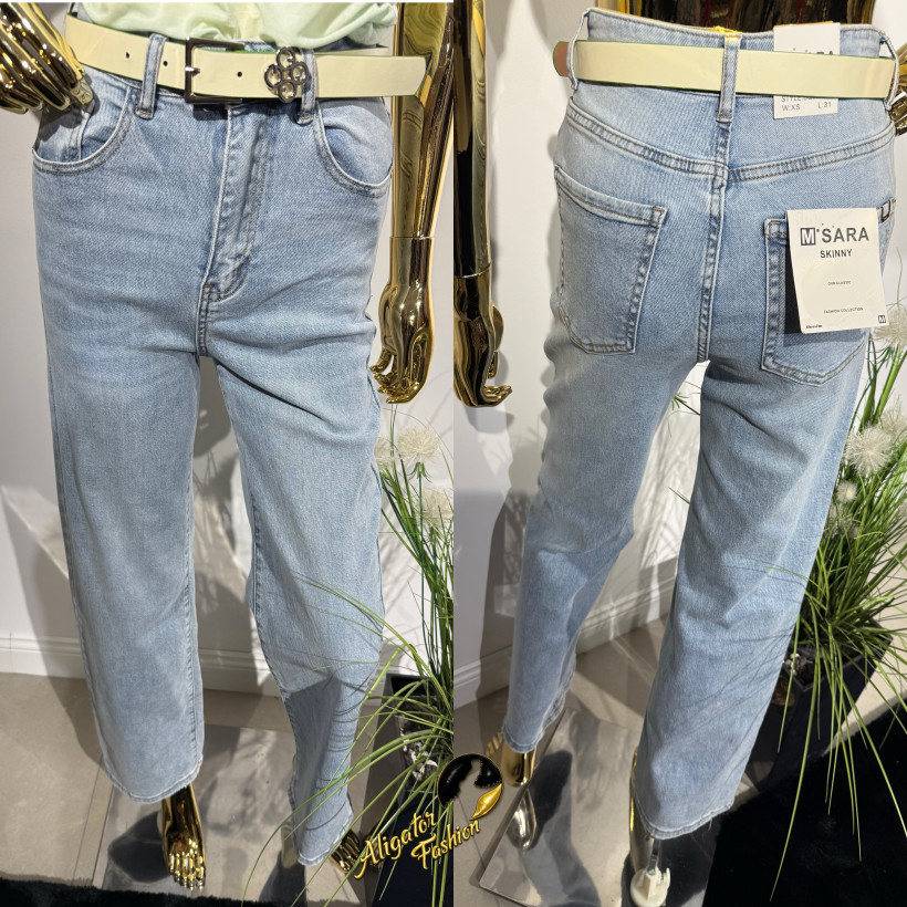 Spodnie jeans Msara proste jasny niebieski