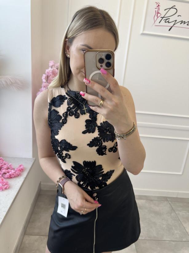 Bluzka bez rękawów kwiaty 14042