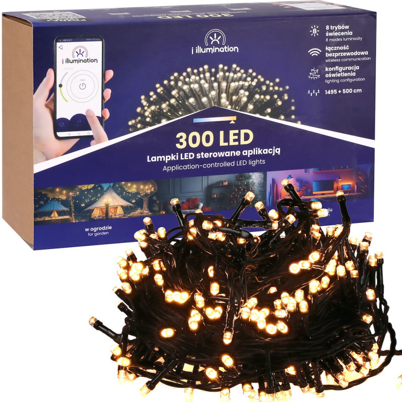 Lampki Smart Led sterowane aplikacją 300LED