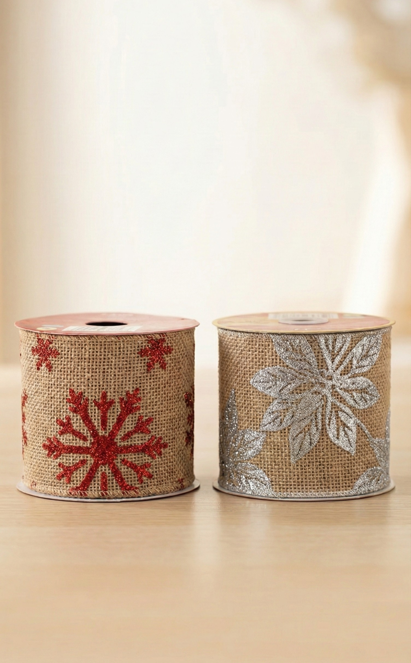 Wstążka jutowa dekoracyjna 6,3cm x 270cm MIX wzorów