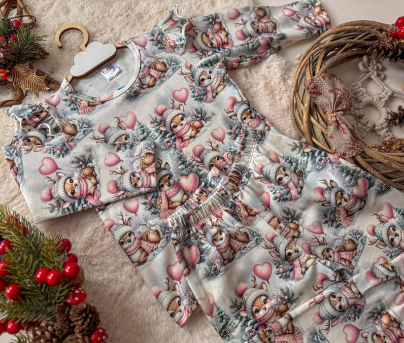 Piżama świąteczna Klawo sarenki na błękicie