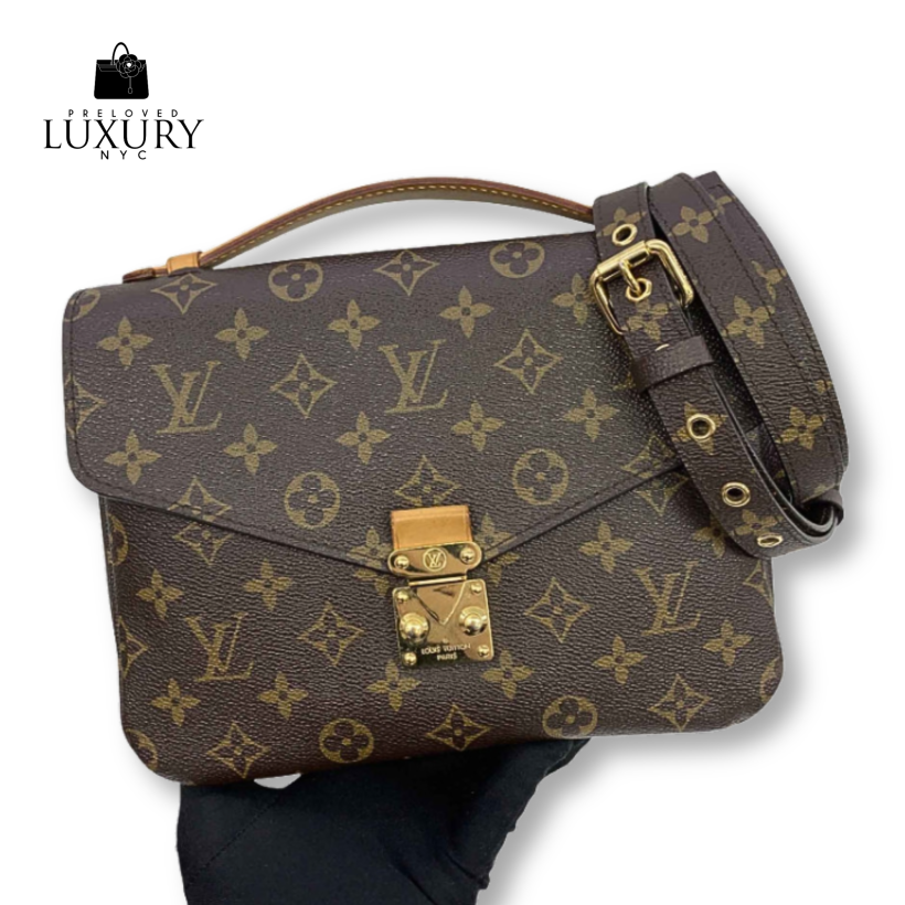 LOUIS VUITTON Brown Leather Monogram M44875 Pochette Metis Shoulder Bag