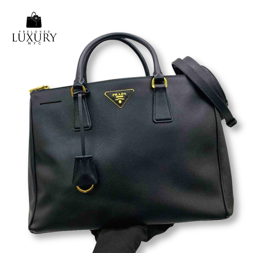 PRADA Bag Saffiano BN2274 Galleria Double Zip 2Way Black