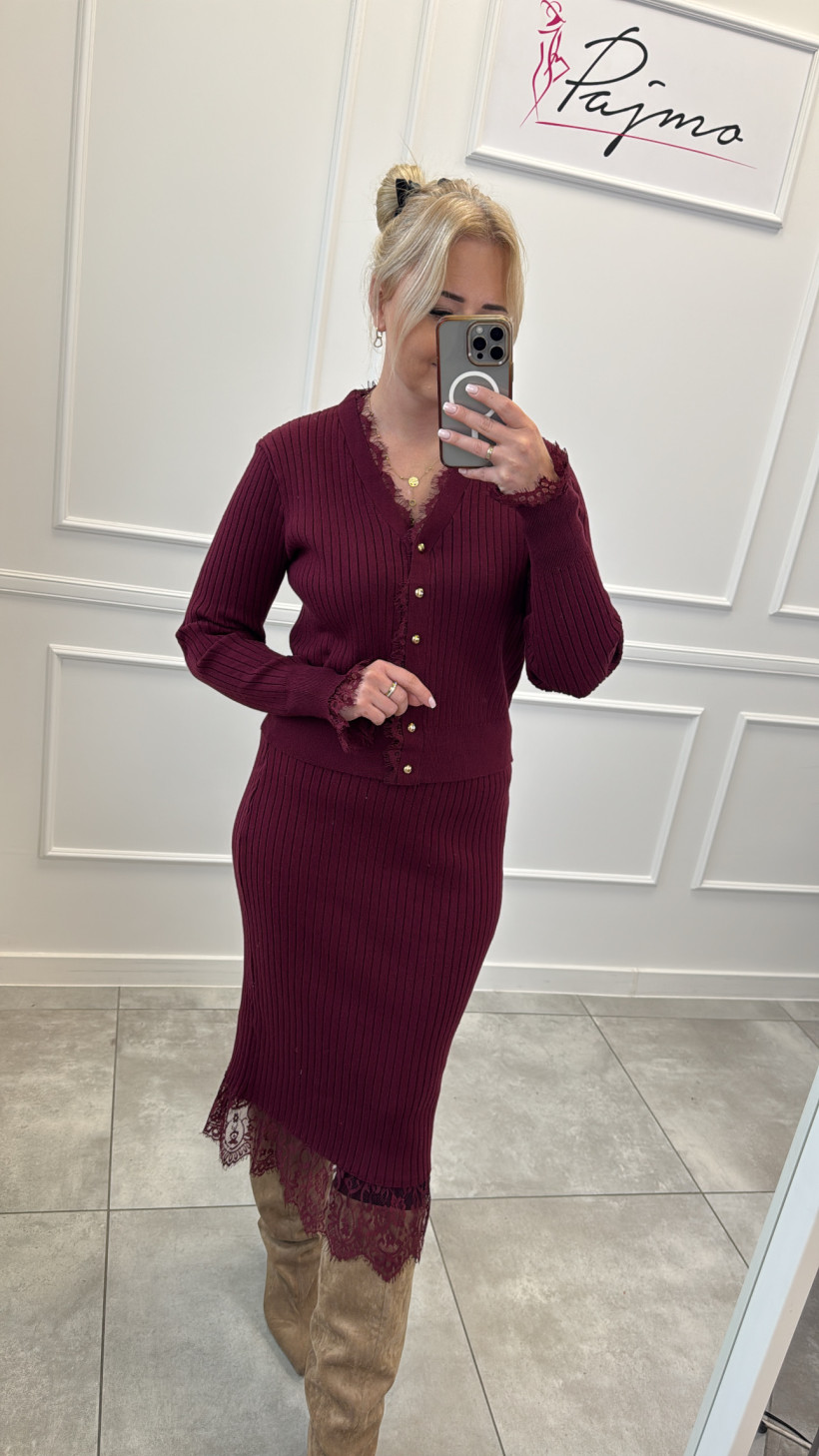 Komplet dzianinowy z koronką 14046