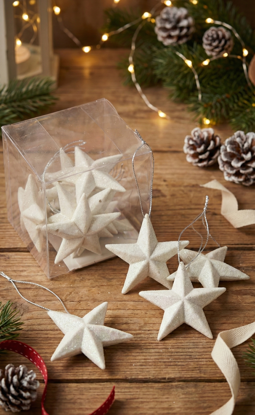 Zawieszki brokatowe gwiazdki 8 sztuk 6cm 