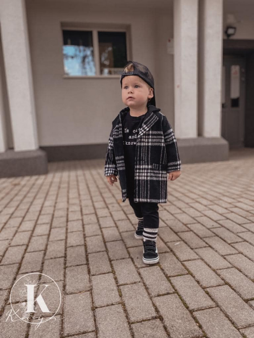 Płaszcz  czarna krata Kaya chłopiec 
