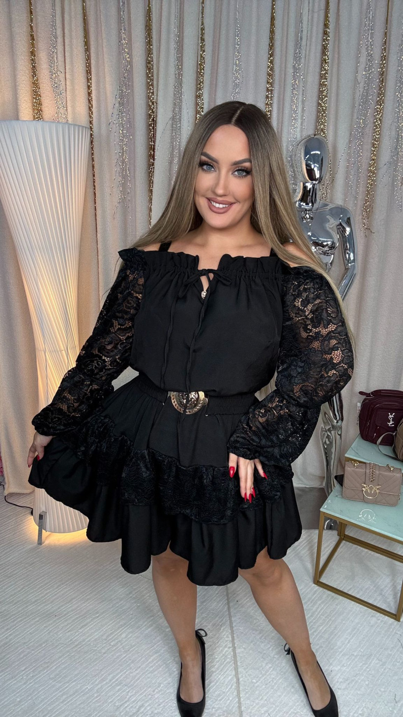 AL121  Kombinezon MY LUXE czarny z koronką