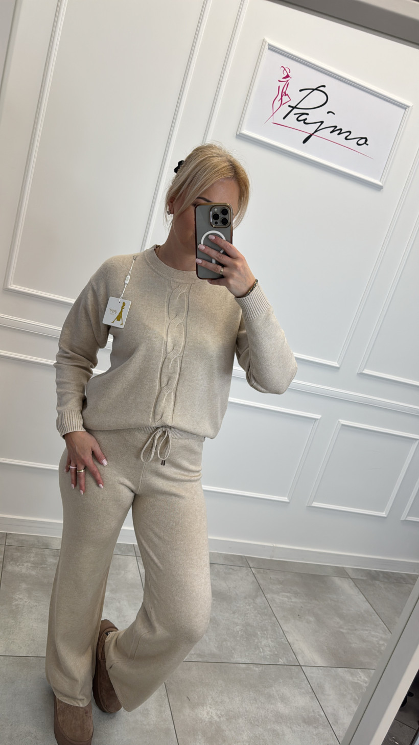 Komplet dzianinowy warkocz 14050